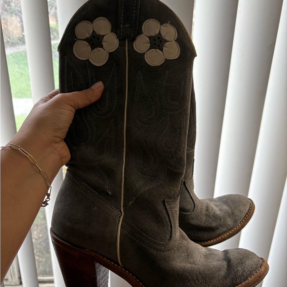 vintage Acme floral leather Daisy boots - Picture 4 of 7